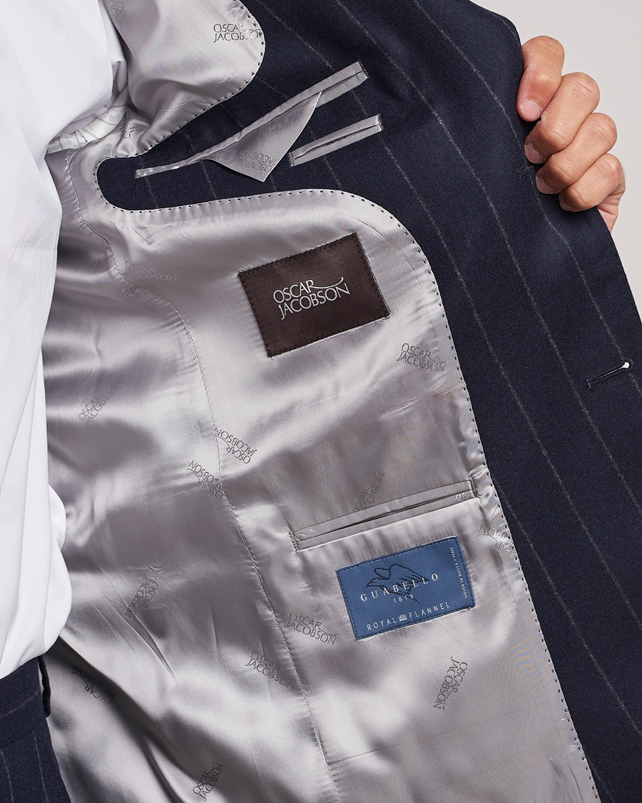 Heren | Pakken | Oscar Jacobson | Fogerty Denz Pinstripe Wool Suit Navy
