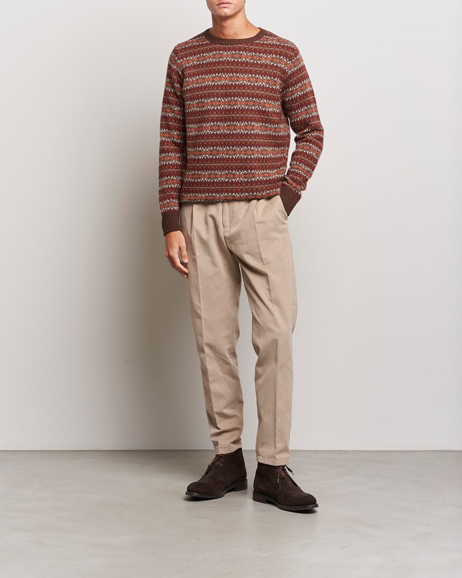 Heren | Truien | Oscar Jacobson | Pete Fairisle Wool/Cashmere Crewneck Red