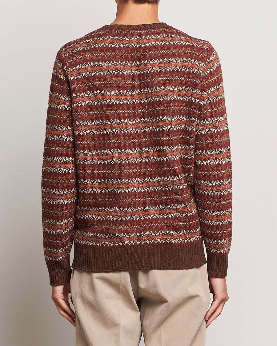 Heren | Truien | Oscar Jacobson | Pete Fairisle Wool/Cashmere Crewneck Red
