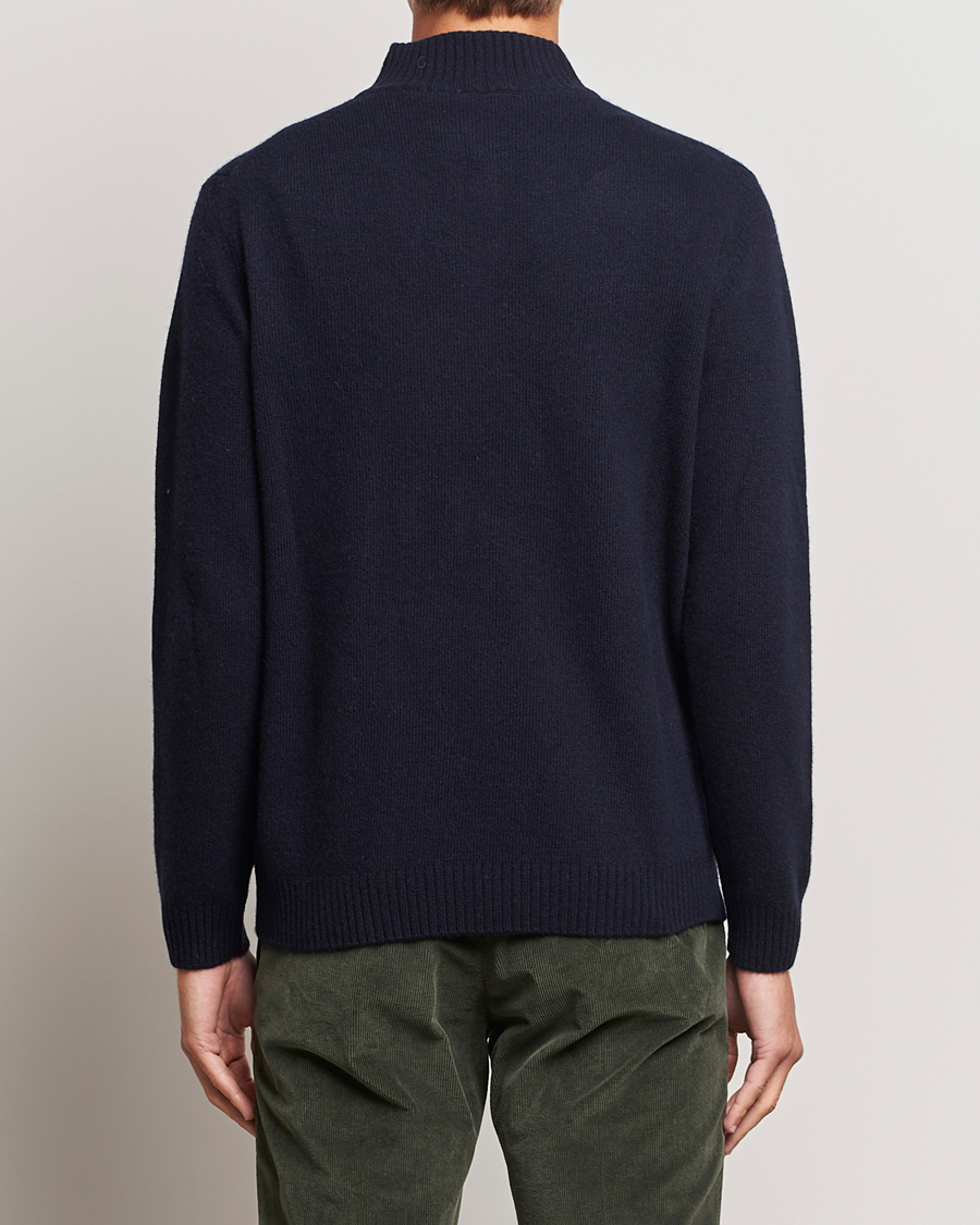 Heren | Truien | Oscar Jacobson | Percy Wool/Cashmere Knitted Half Zip Navy