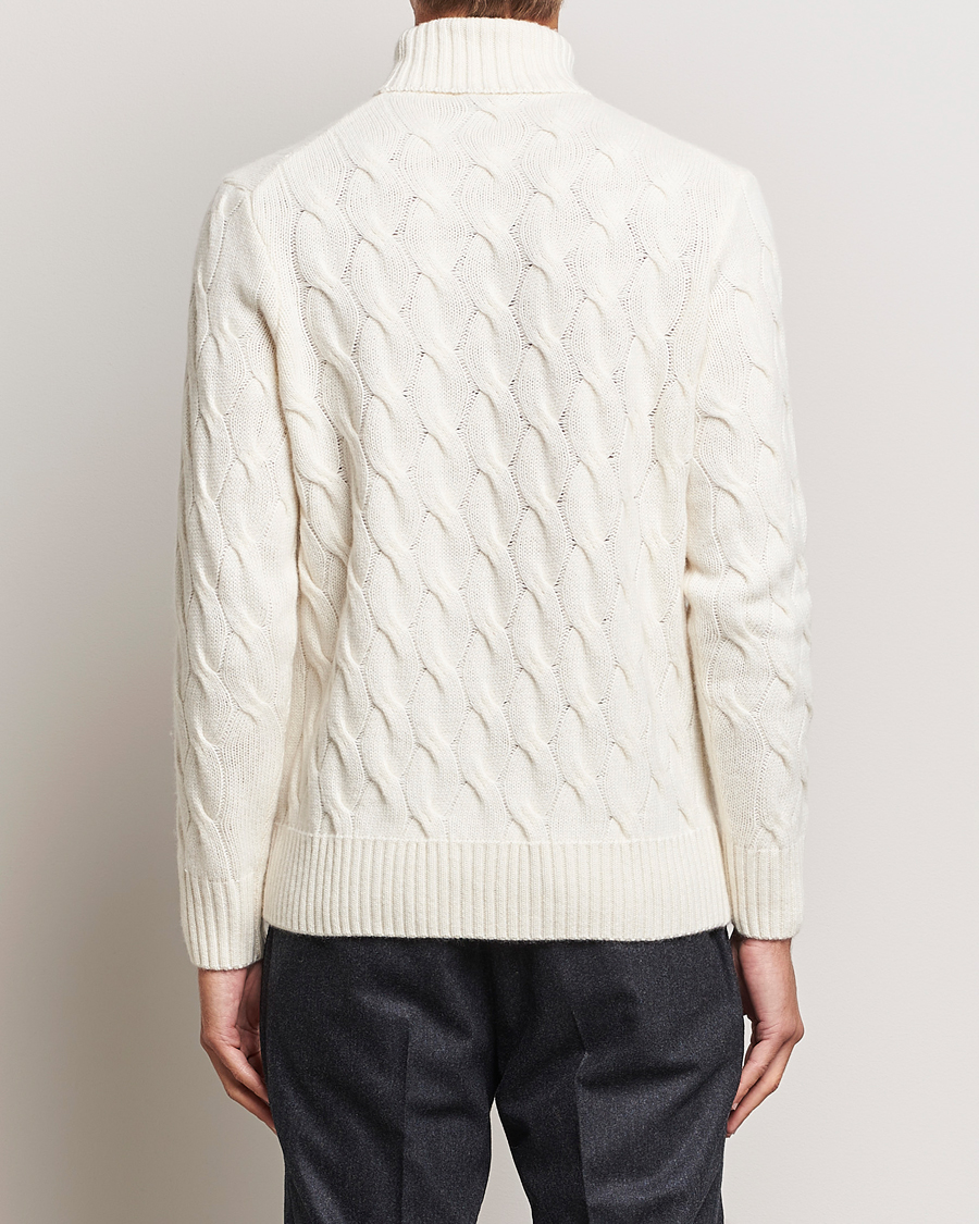 Heren | Truien | Oscar Jacobson | Seth Heavy Knitted Wool/Cashmere Cable Rollneck White
