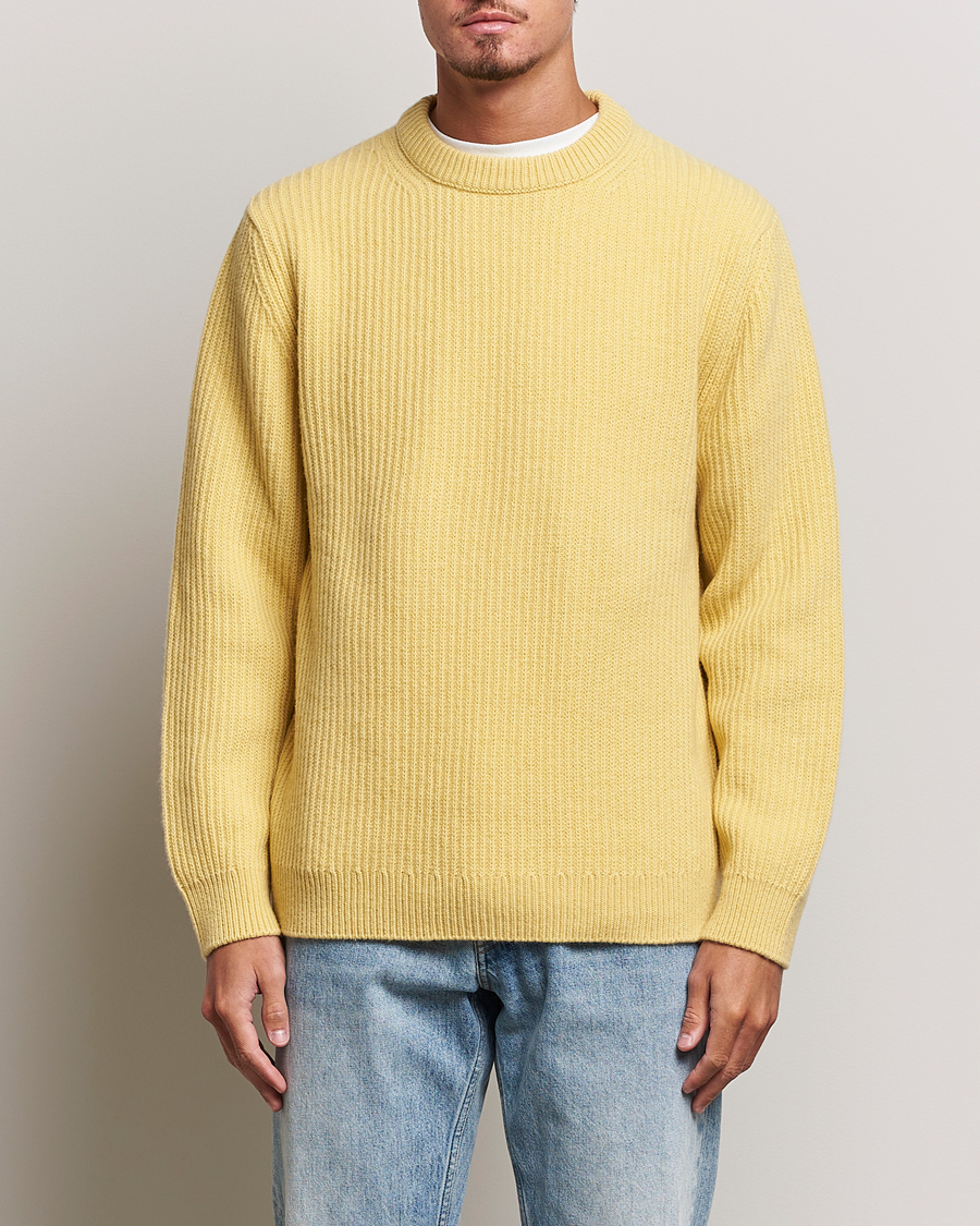 Heren | Nudie Jeans | Nudie Jeans | August Wool Rib Knitted Sweater Citra Yellow