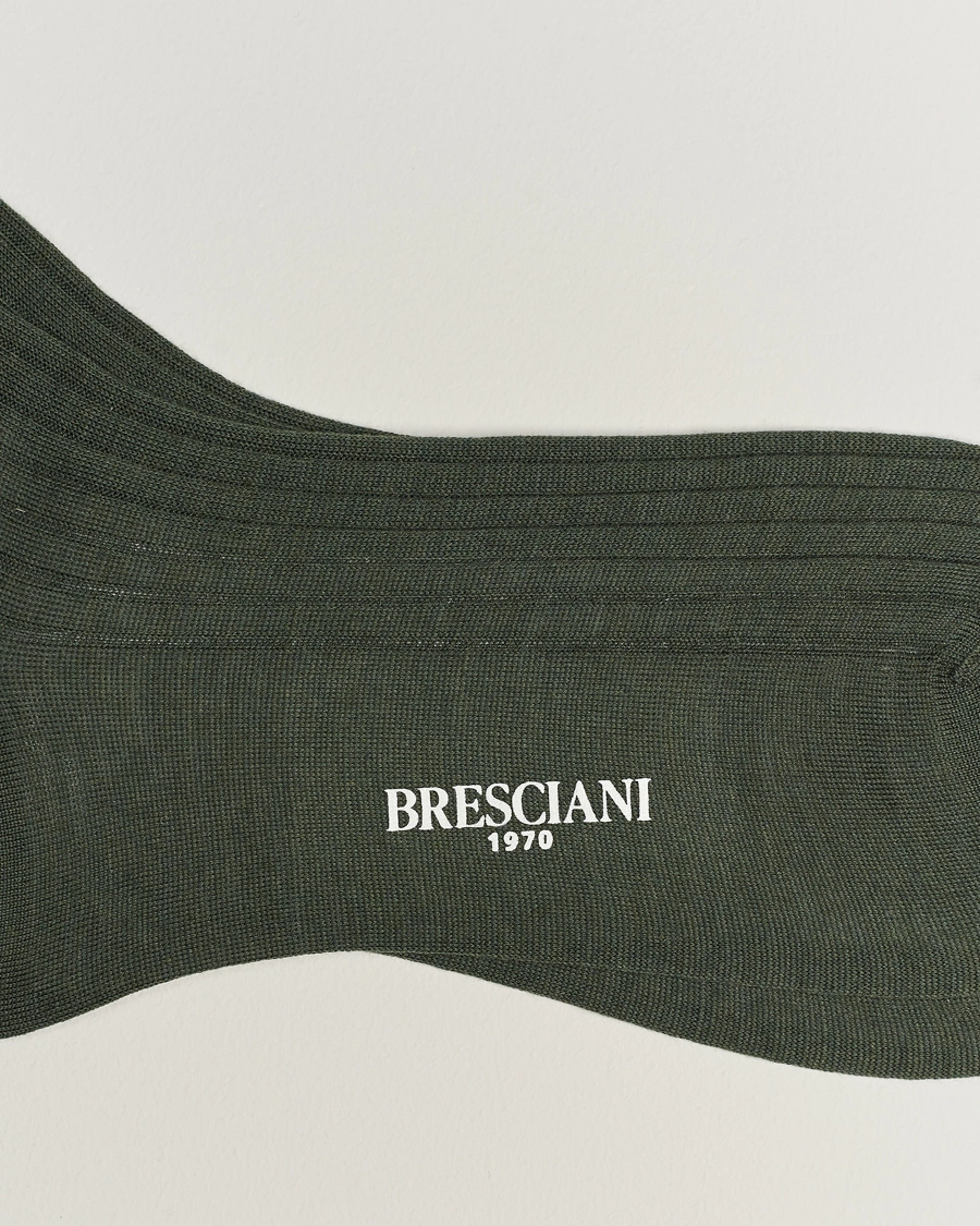 Heren | Sokken | Bresciani | Wool/Nylon Ribbed Short Socks Green