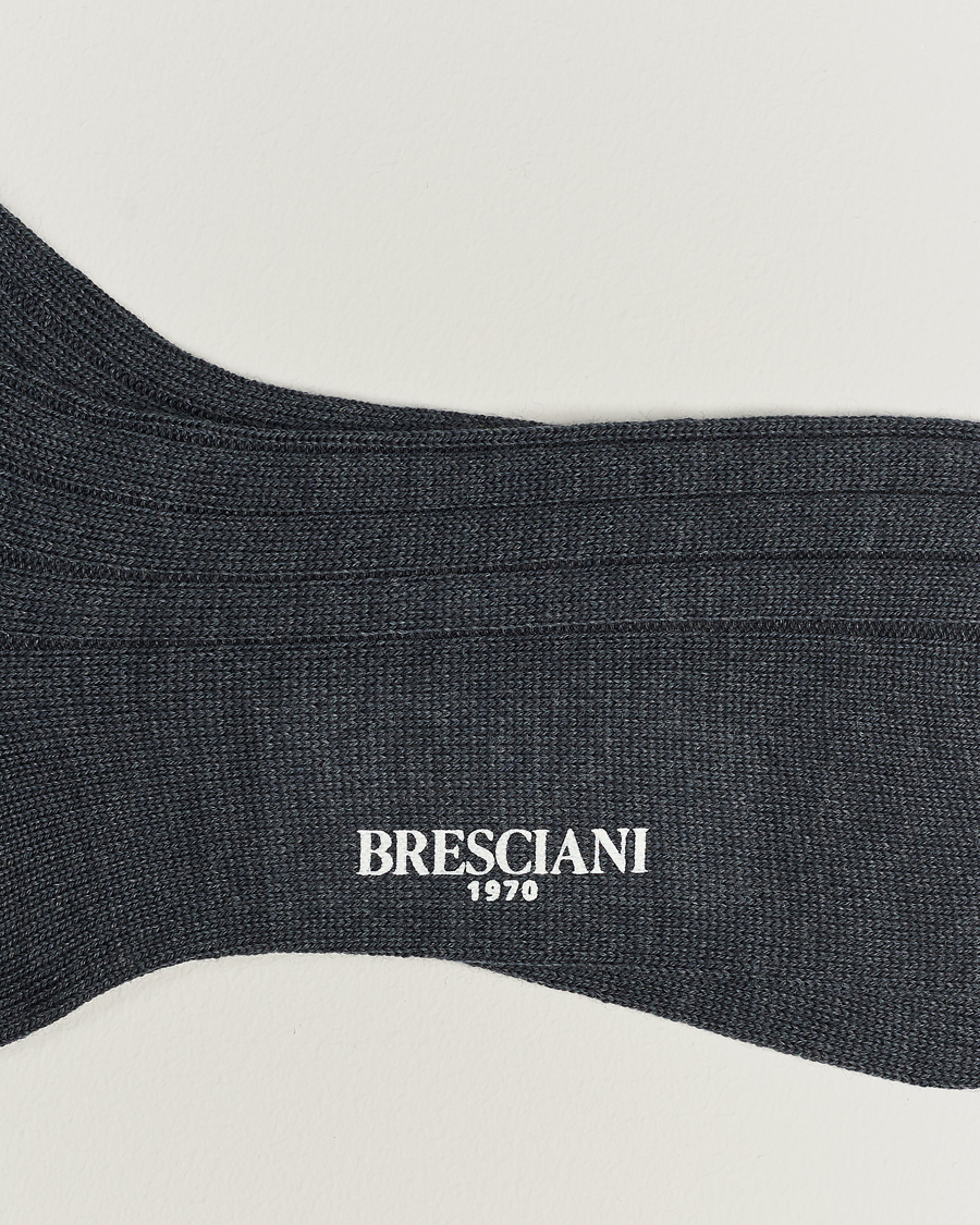 Heren |  | Bresciani | Wool/Nylon Heavy Ribbed Socks Grey Melange