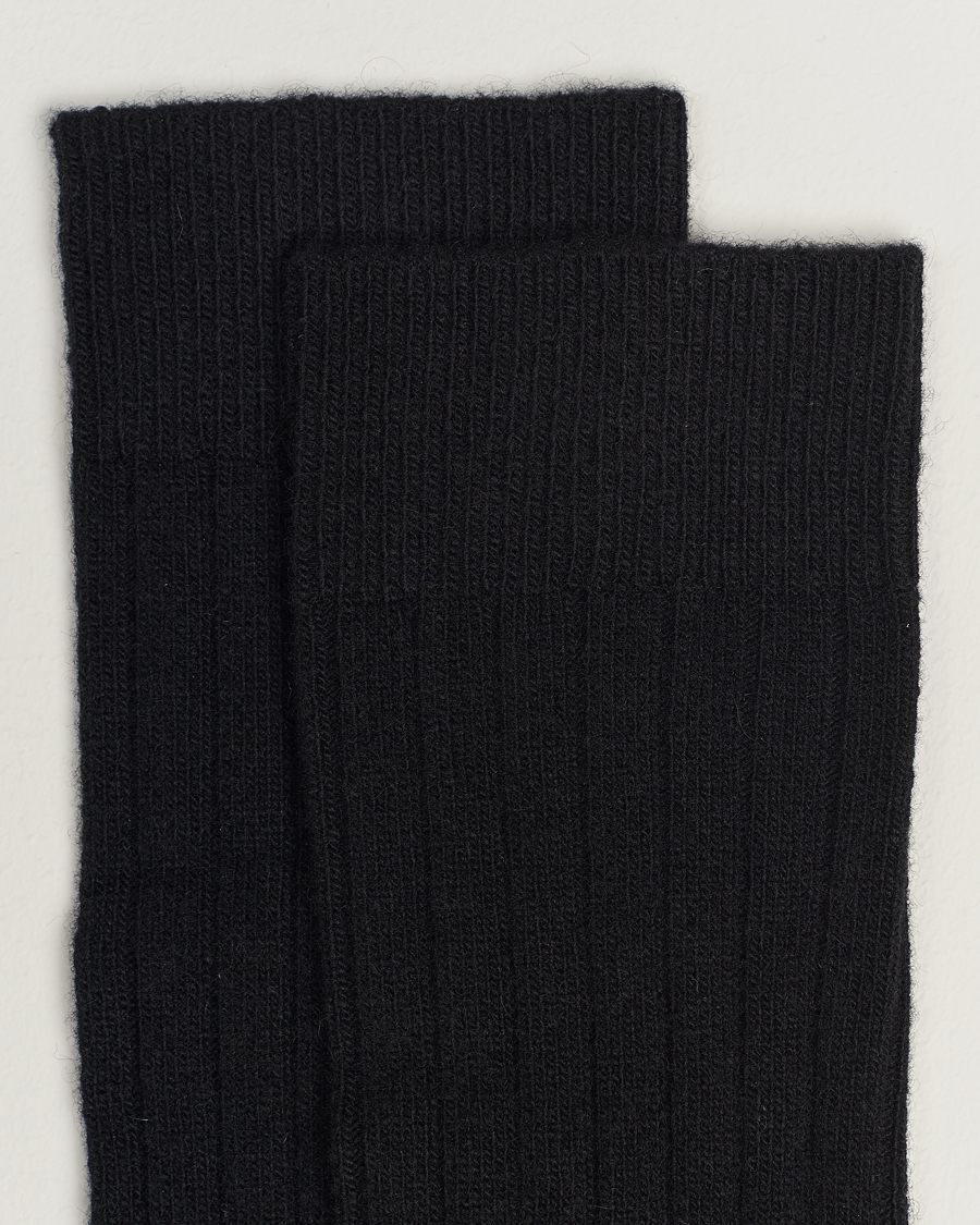 Heren |  | Bresciani | Wool/Cashmerer Ribbed Socks Black