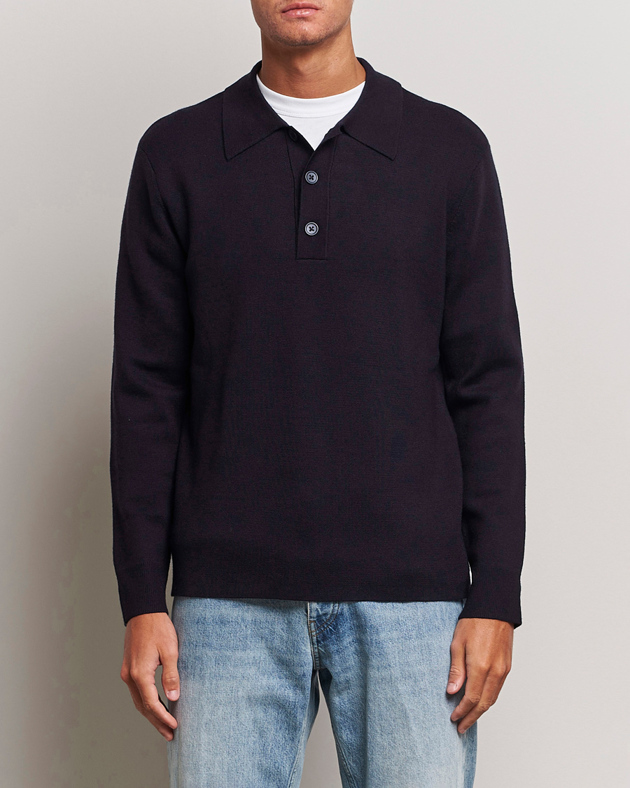 Men | Knitted Polo Shirts | NN07 | Harald Cotton/Modal Polo Navy Blue