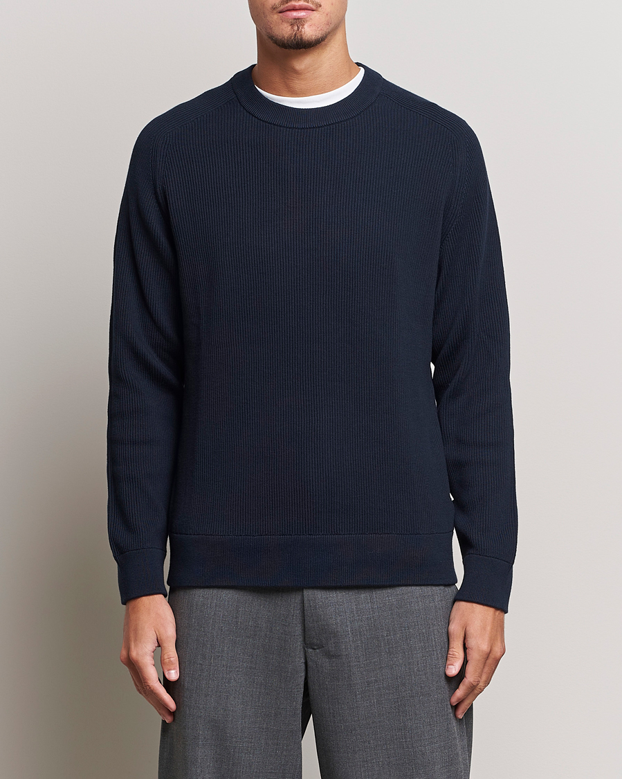 Heren | Truien | NN07 | Kevin Cotton Knitted Sweater Navy Blue