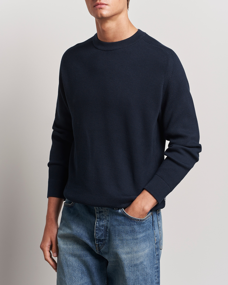 Heren | NN07 | NN07 | Kevin Cotton Knitted Sweater Navy Blue