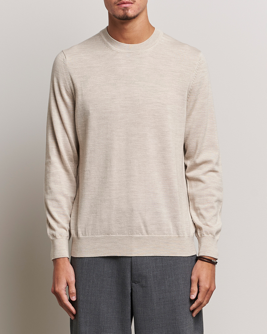 Heren | Truien | NN07 | Ted Merino Crew Neck Pullover Light Khaki Melange