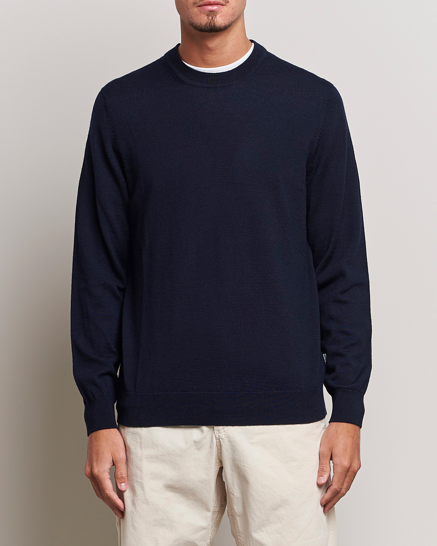 Heren | Ronde hals truien | NN07 | Ted Merino Crew Neck Pullover Navy Blue