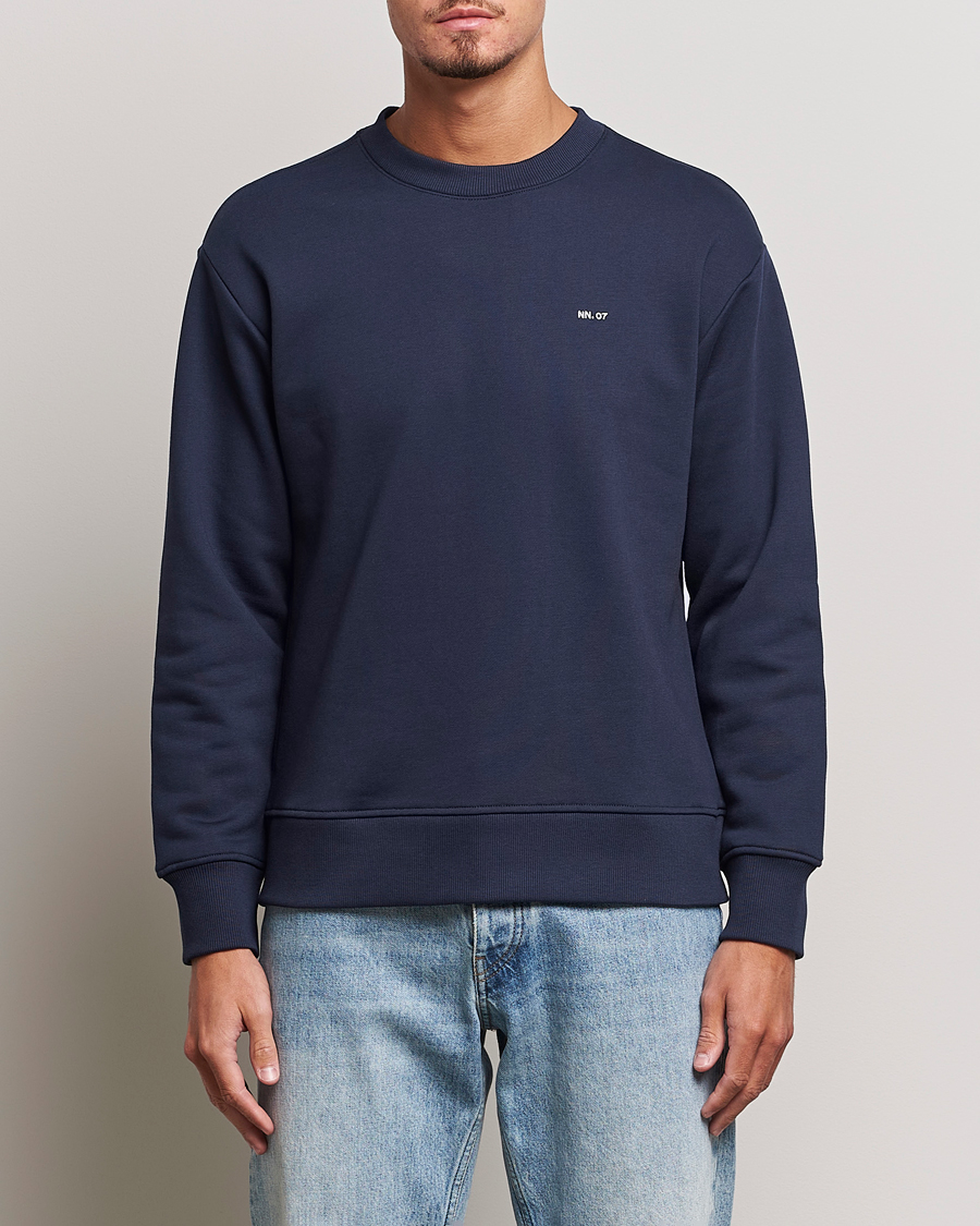 Heren | Afdelingen | NN07 | Briggs Logo Crew Neck Sweatshirt Navy Blue