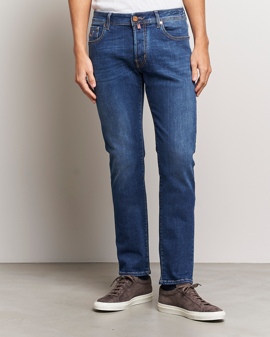 Heren | Jeans | Jacob Cohën | Bard Rome Slim Fit Stretch Jeans Mid Blue