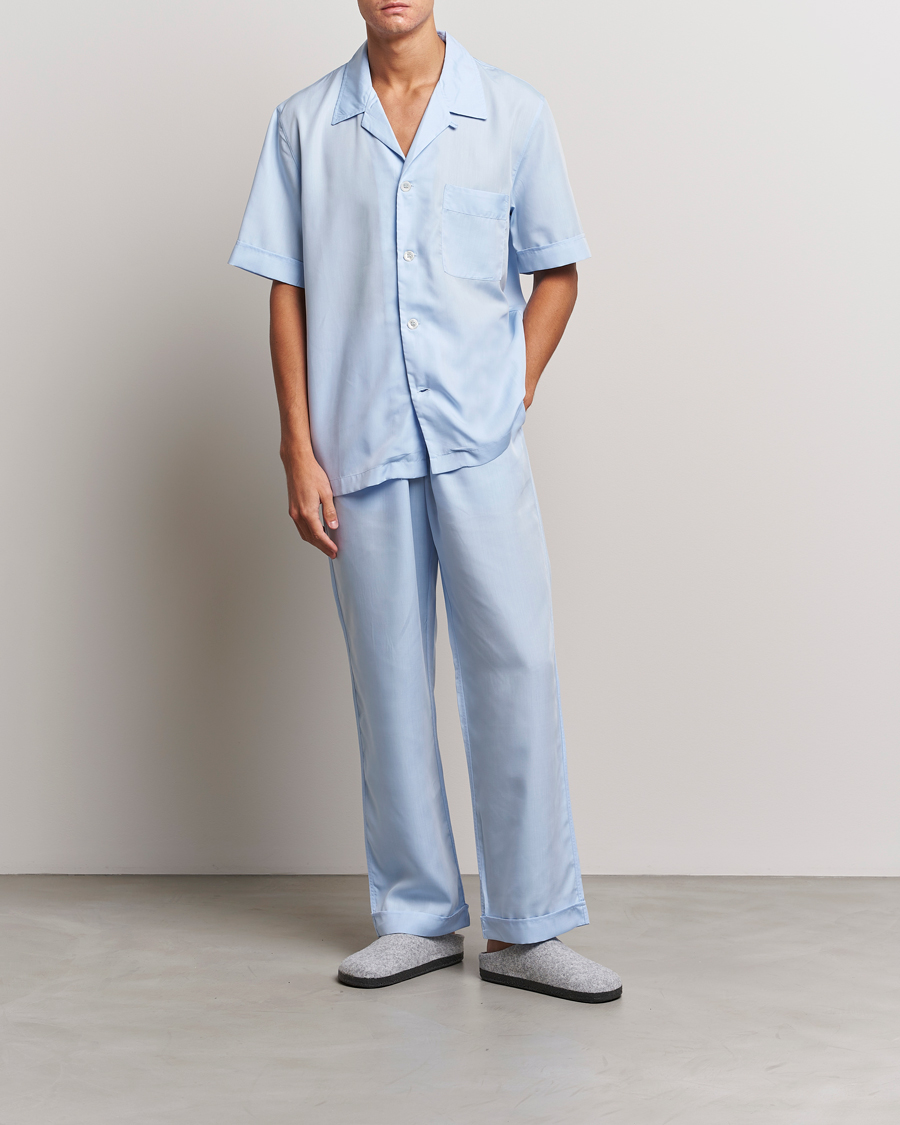 Heren | Pyjama's en gewaden | CDLP | Short Sleeve Pyjama Shirt Sky Blue