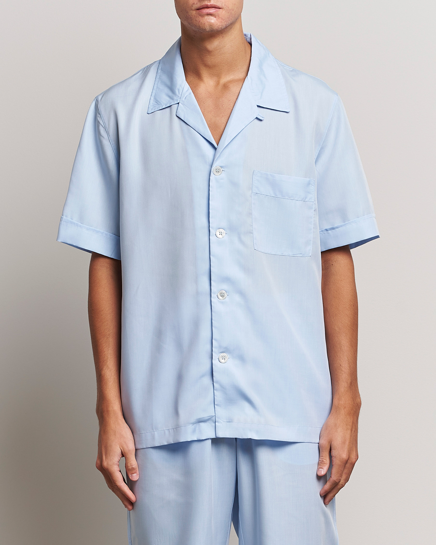 Heren | Pyjama's en gewaden | CDLP | Short Sleeve Pyjama Shirt Sky Blue
