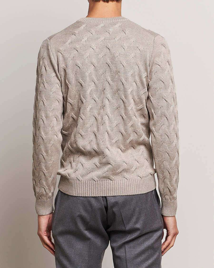 Heren | Truien | Stenströms | Heavy Cable Merino Crew Neck Beige