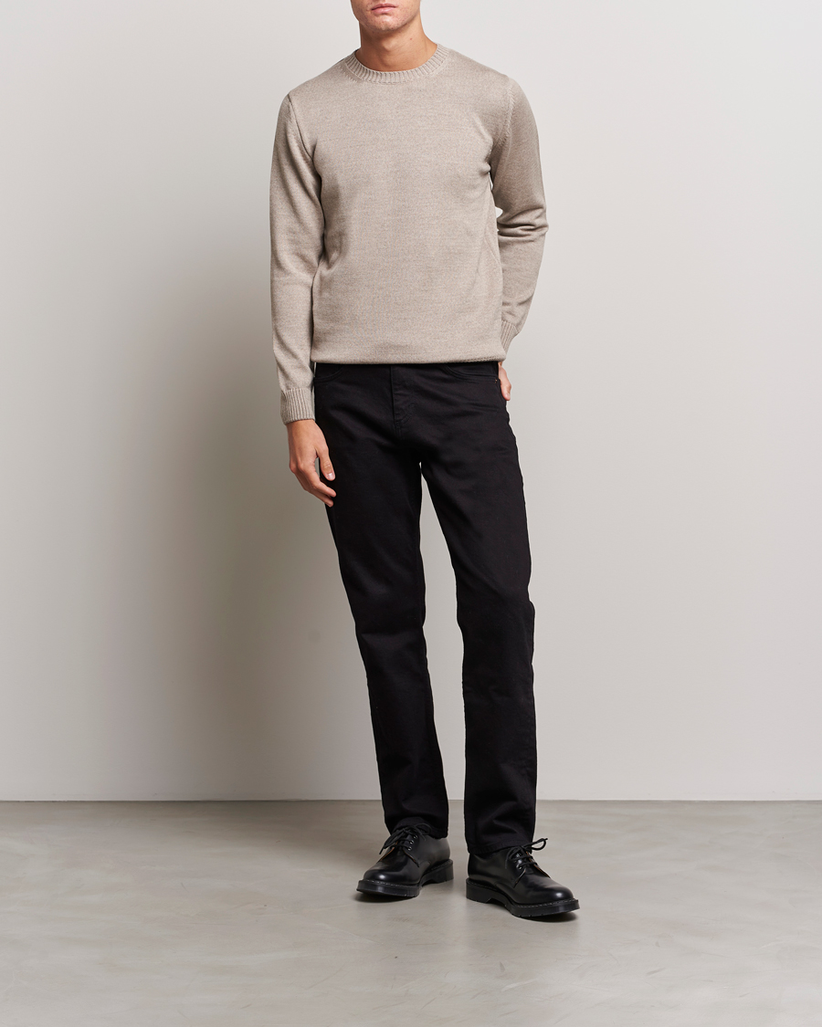 Heren | Truien | Stenströms | Chunky Merino Crew Neck Beige