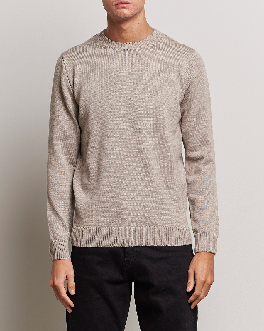 Heren | Stenströms | Stenströms | Chunky Merino Crew Neck Beige