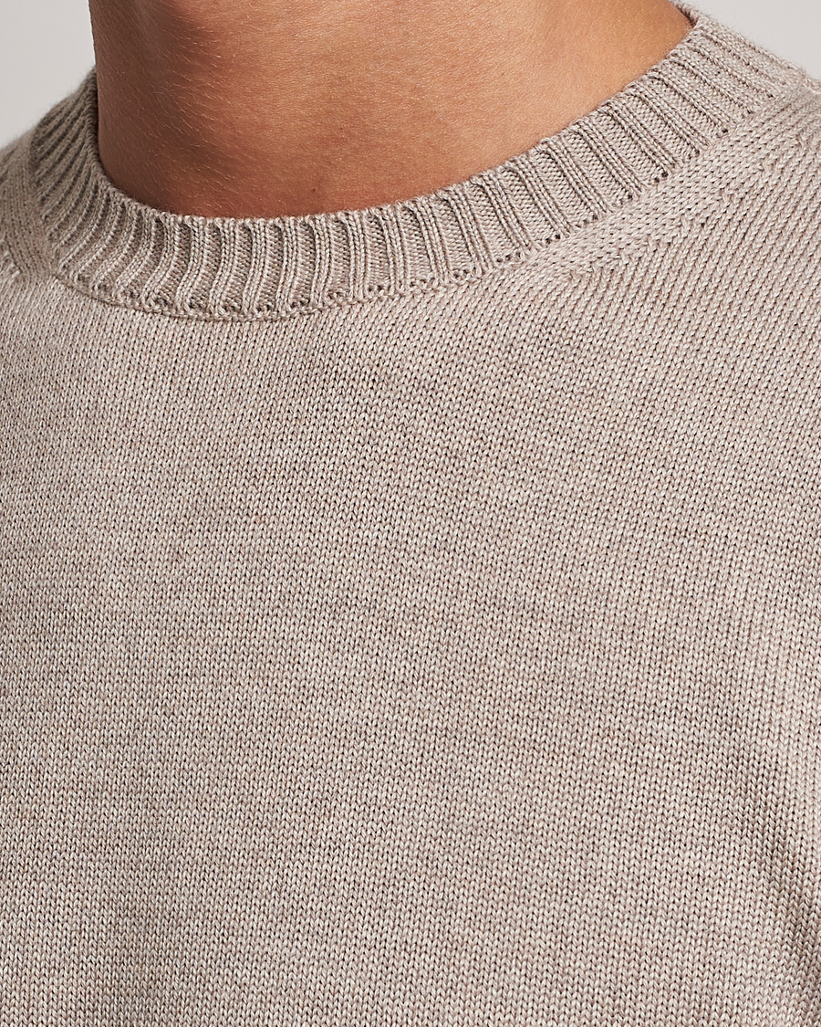 Heren | Truien | Stenströms | Chunky Merino Crew Neck Beige