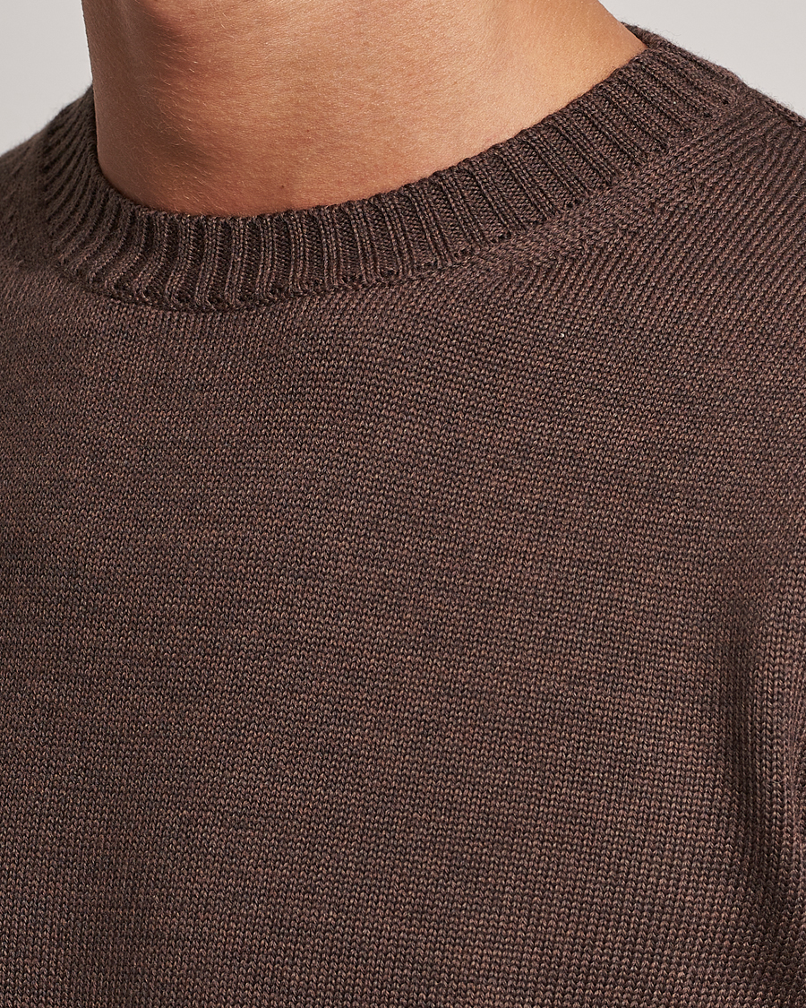 Heren | Truien | Stenströms | Chunky Merino Crew Neck Brown