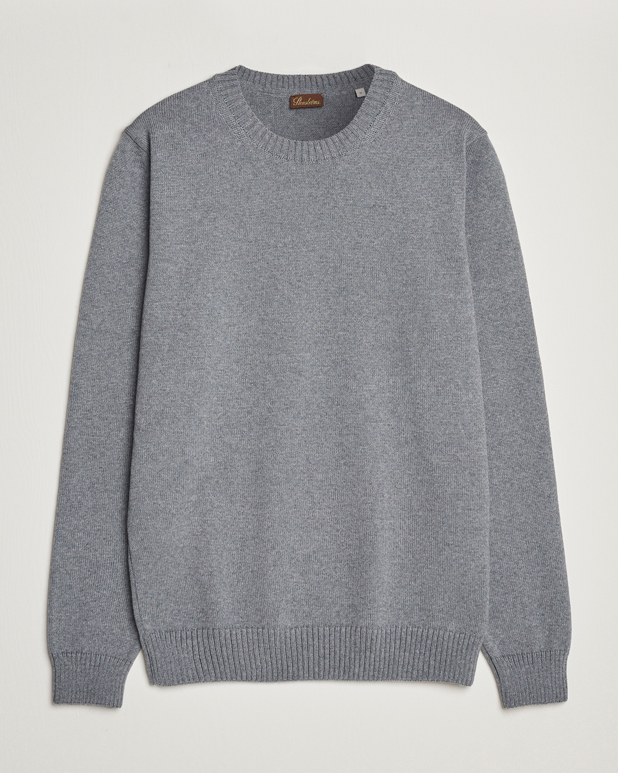 Heren | Truien | Stenströms | Chunky Merino Crew Neck Grey