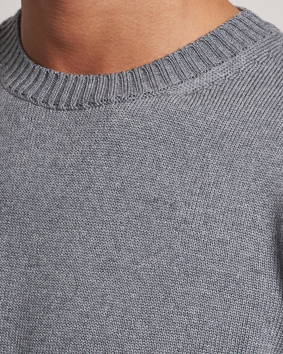 Heren | Truien | Stenströms | Chunky Merino Crew Neck Grey