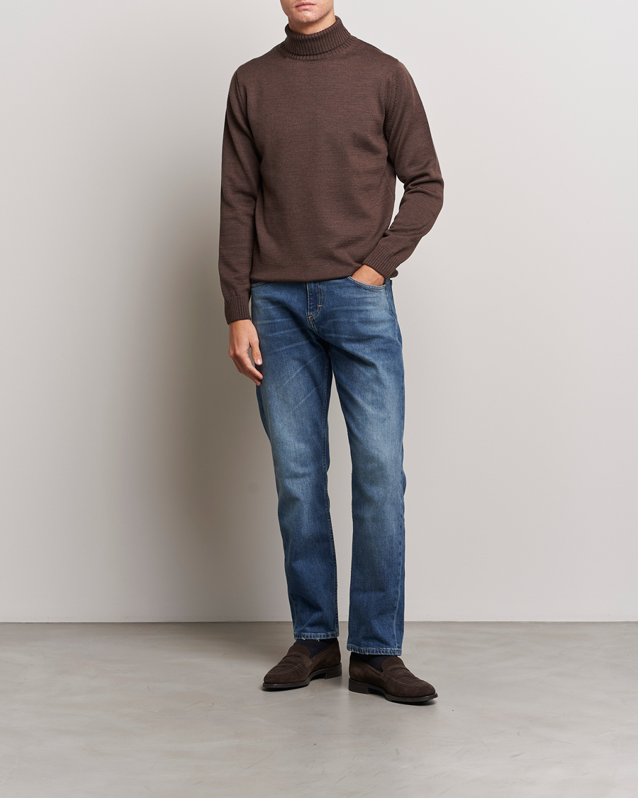 Heren | Truien | Stenströms | Chunky Merino Rollneck Brown