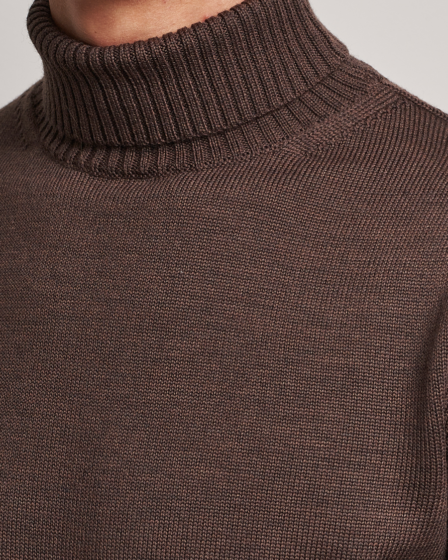 Heren | Truien | Stenströms | Chunky Merino Rollneck Brown