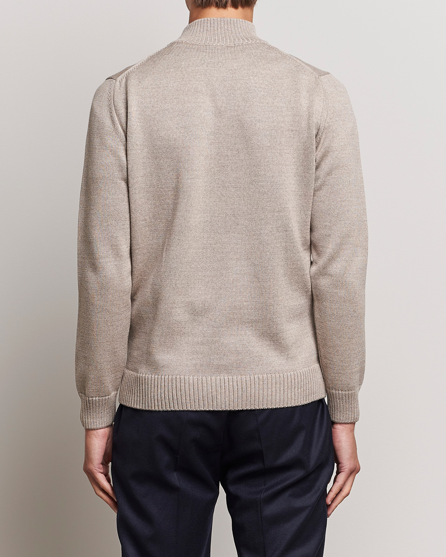 Heren | Truien | Stenströms | Chunky Merino Full Zip Cardigan Beige