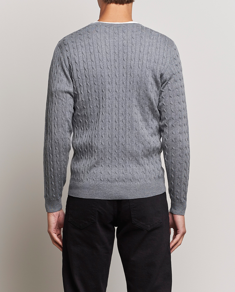 Heren | Truien | Stenströms | Merino Cable Crew Neck Grey