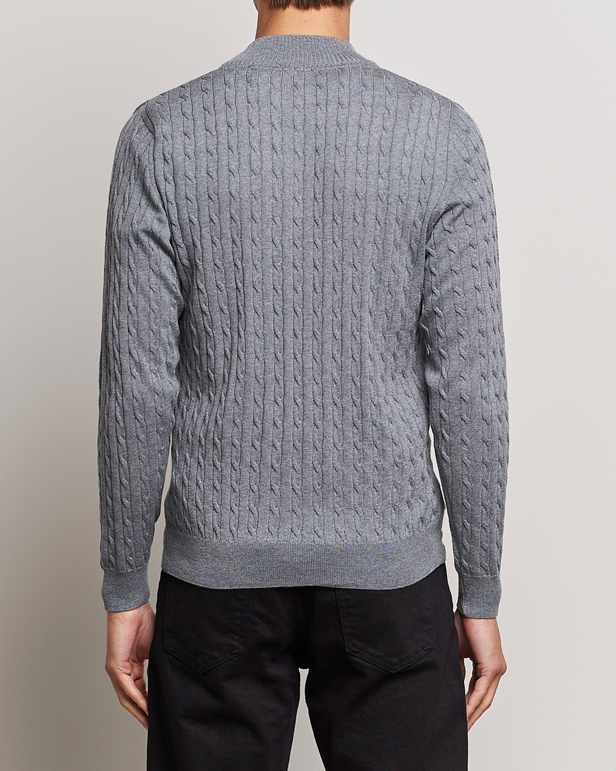 Heren | Truien | Stenströms | Merino Cable Half Zip Grey