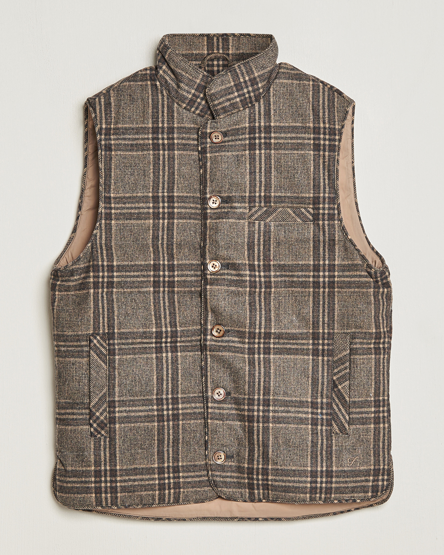 Heren | Jassen | Stenströms | Checked Wool Flannel Vest Brown
