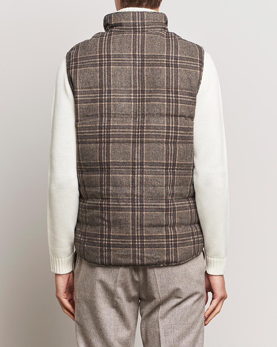 Heren | Jassen | Stenströms | Checked Wool Flannel Vest Brown
