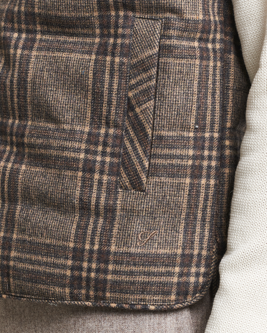 Heren | Jassen | Stenströms | Checked Wool Flannel Vest Brown