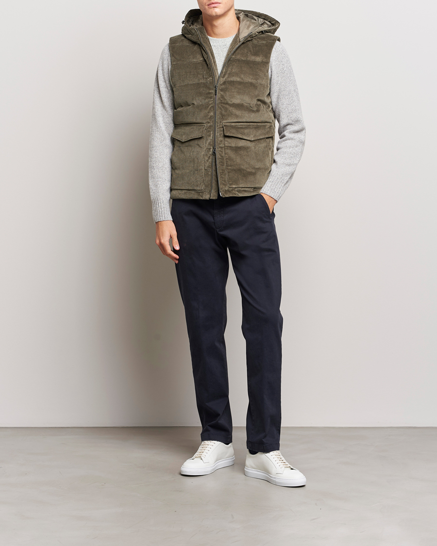 Heren | Jassen | Stenströms | Hooded Corduroy Vest Brown