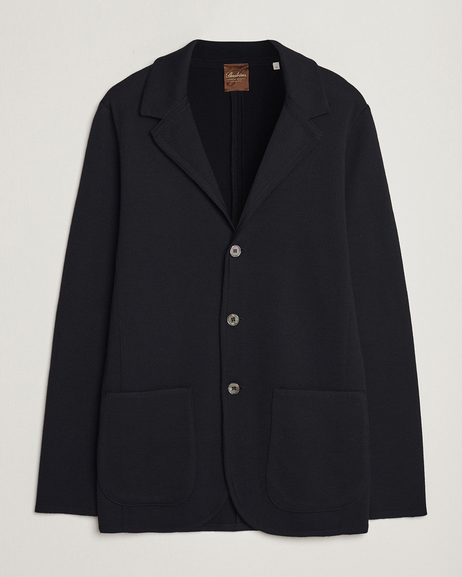 Heren | Blazers | Stenströms | Milano Knitted Merino Blazer Black