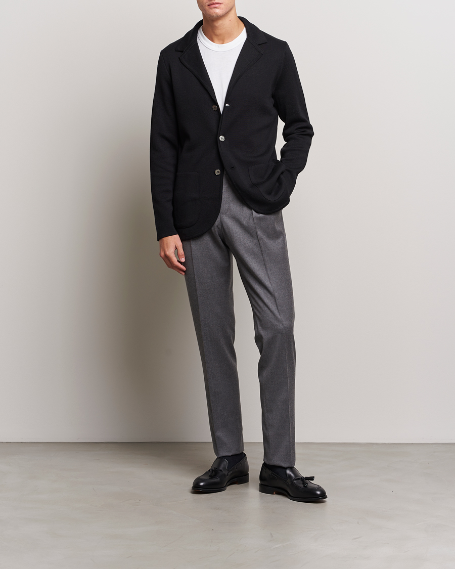 Heren | Blazers | Stenströms | Milano Knitted Merino Blazer Black