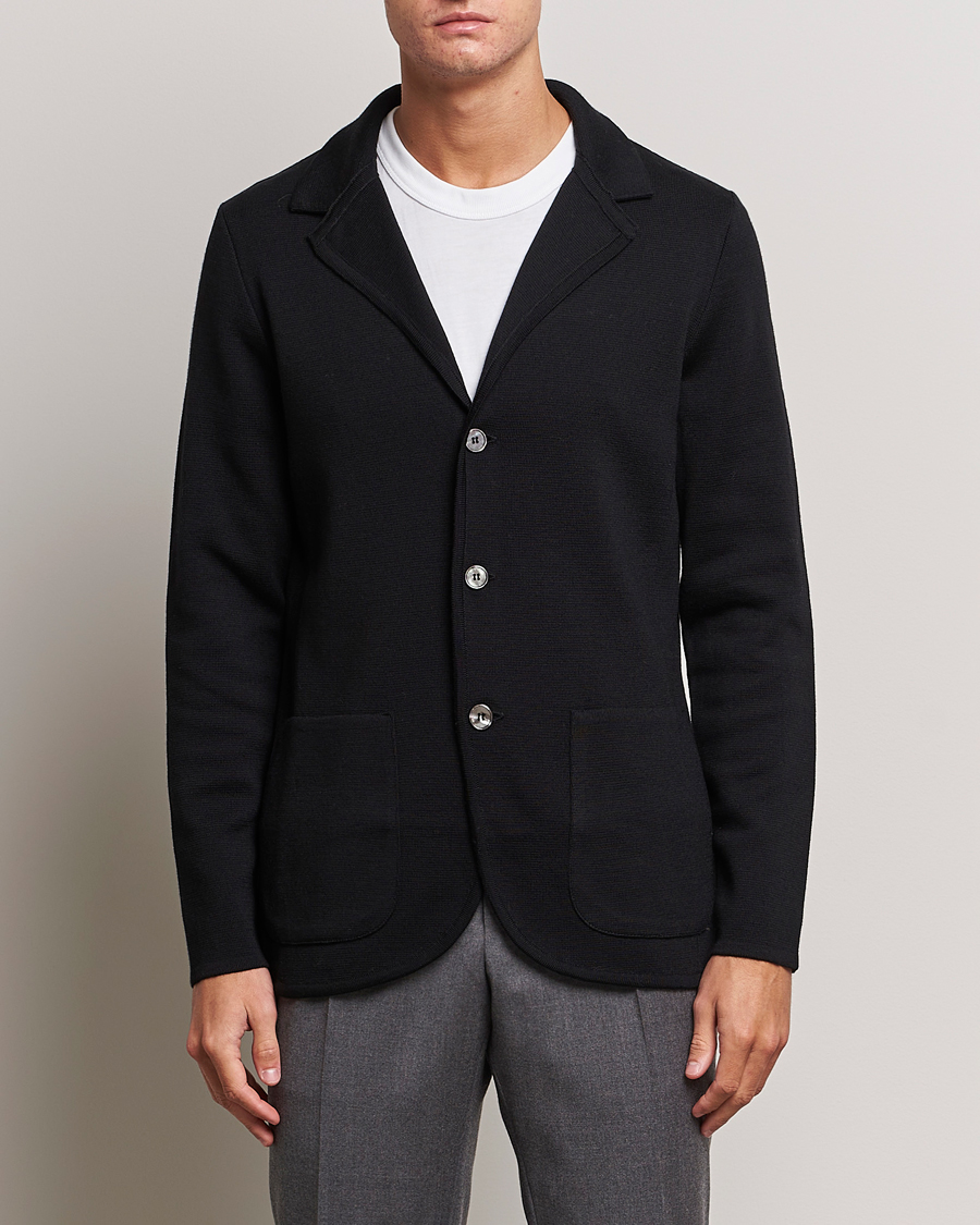 Heren | Blazers | Stenströms | Milano Knitted Merino Blazer Black