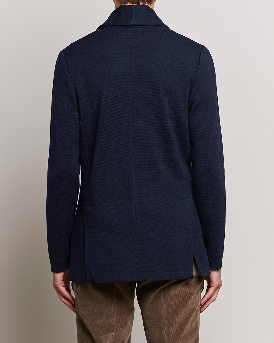 Heren | Blazers | Stenströms | Merino Knitted Tuxedo Cardigan Navy
