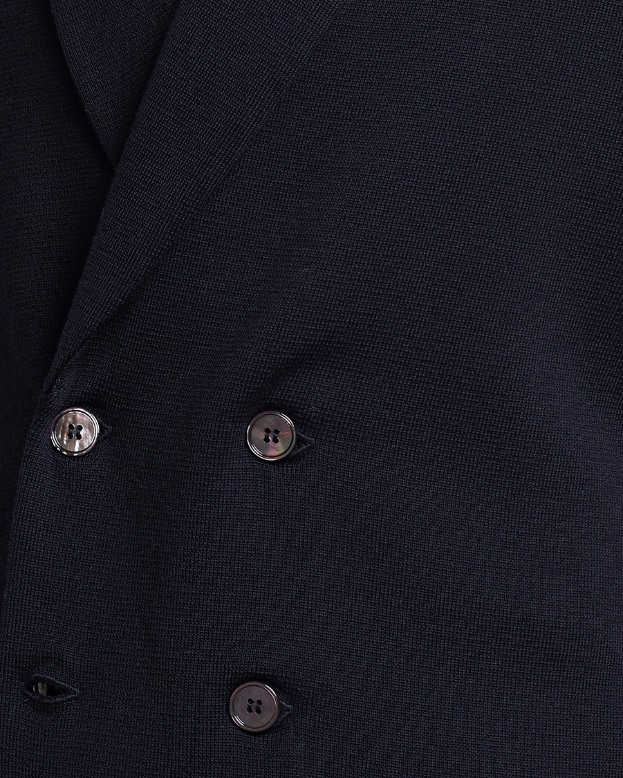 Heren | Blazers | Stenströms | Merino Knitted Tuxedo Cardigan Navy