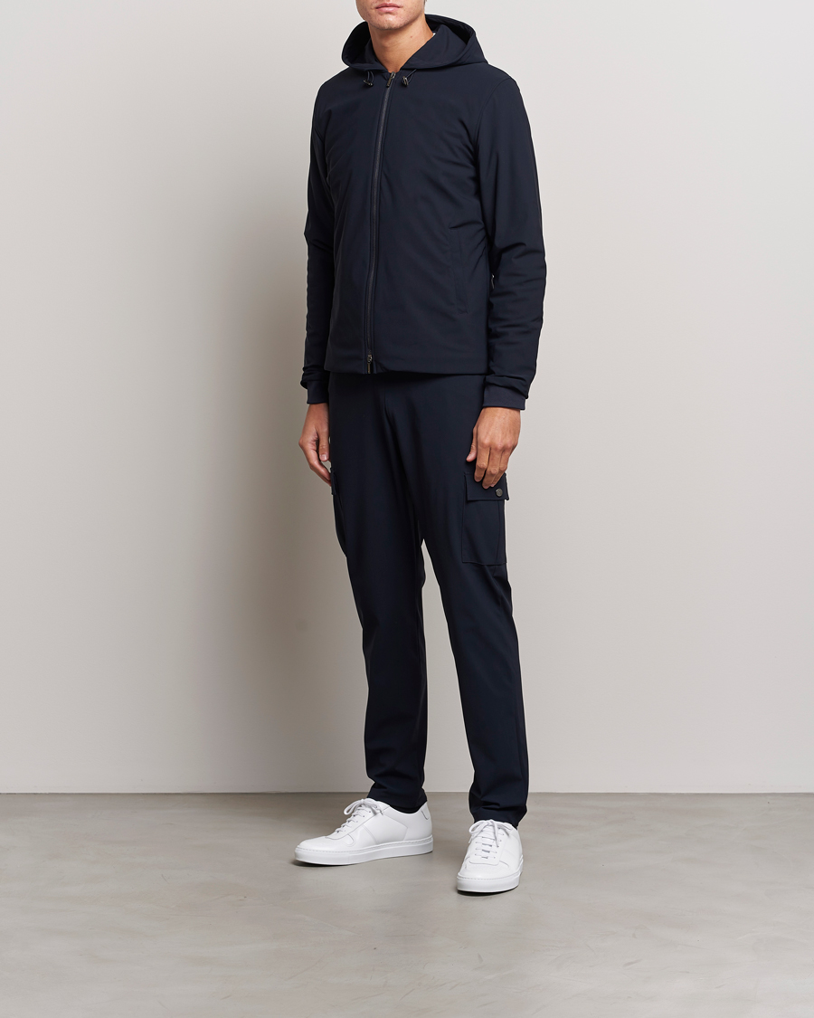 Heren | Jassen | Stenströms | Active Jersey Leisure Hood Jacket Navy
