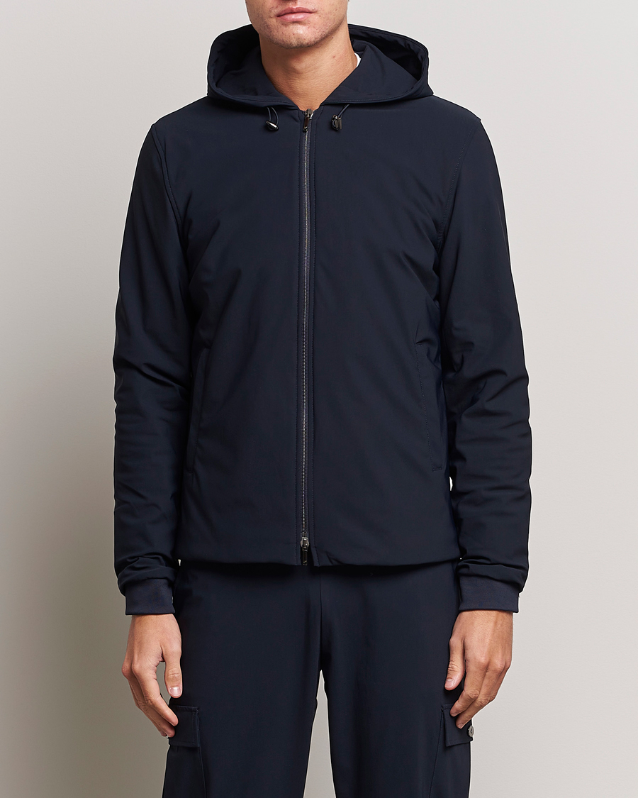 Heren | Jassen | Stenströms | Active Jersey Leisure Hood Jacket Navy