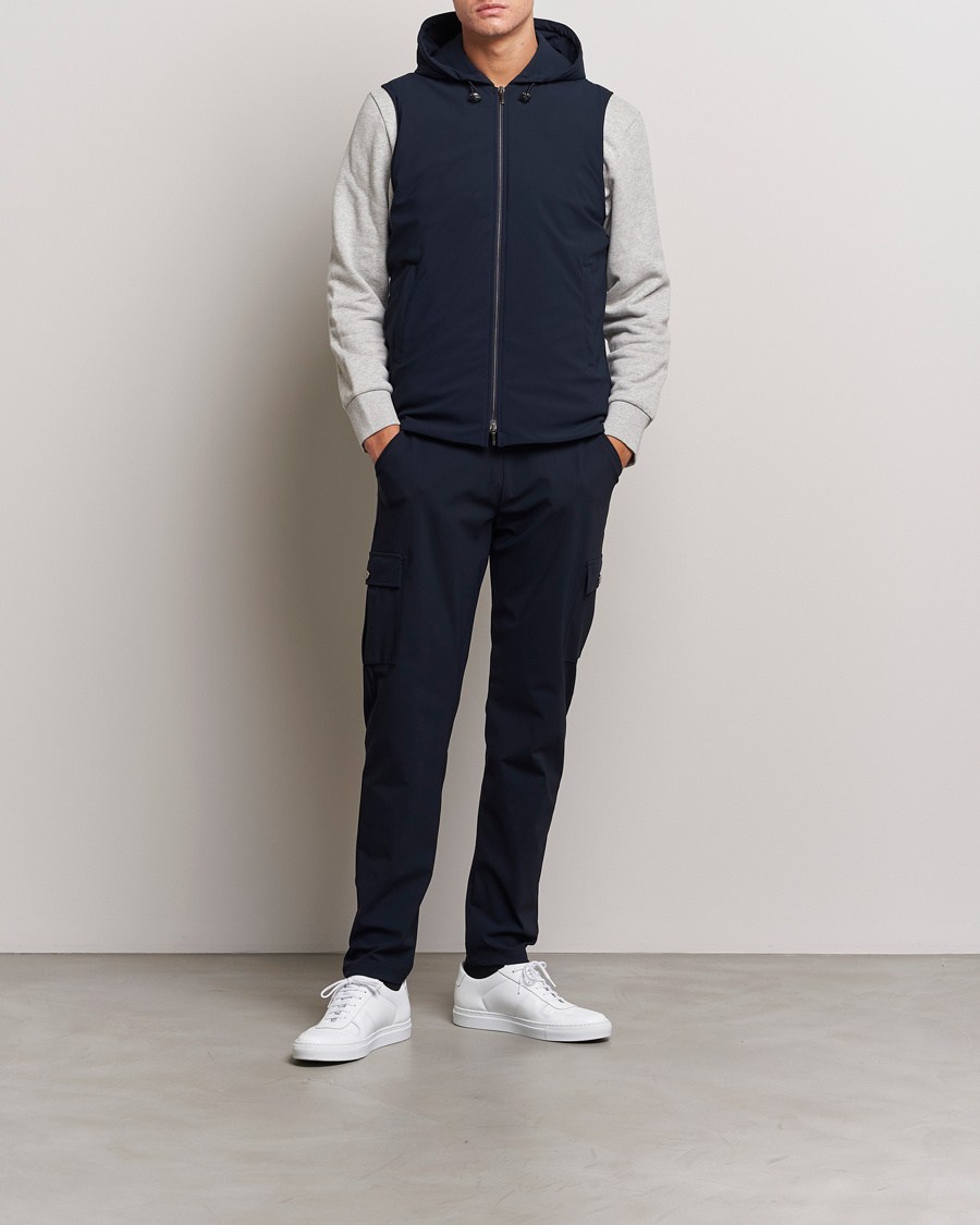 Heren | Jassen | Stenströms | Active Jersey Leisure Hood Vest Navy