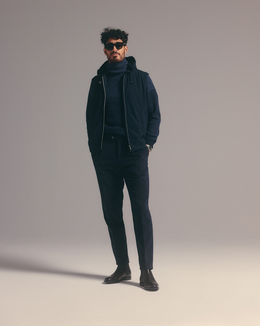 Heren | Jassen | Stenströms | Active Jersey Leisure Hood Vest Navy