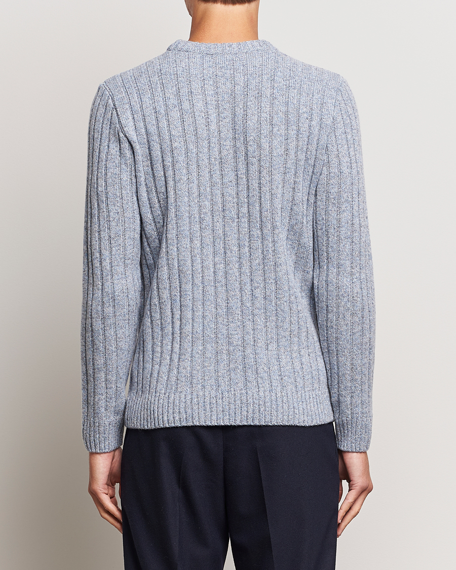 Heren | Truien | Stenströms | Super Geelong Merino Crewneck Blue/Grey
