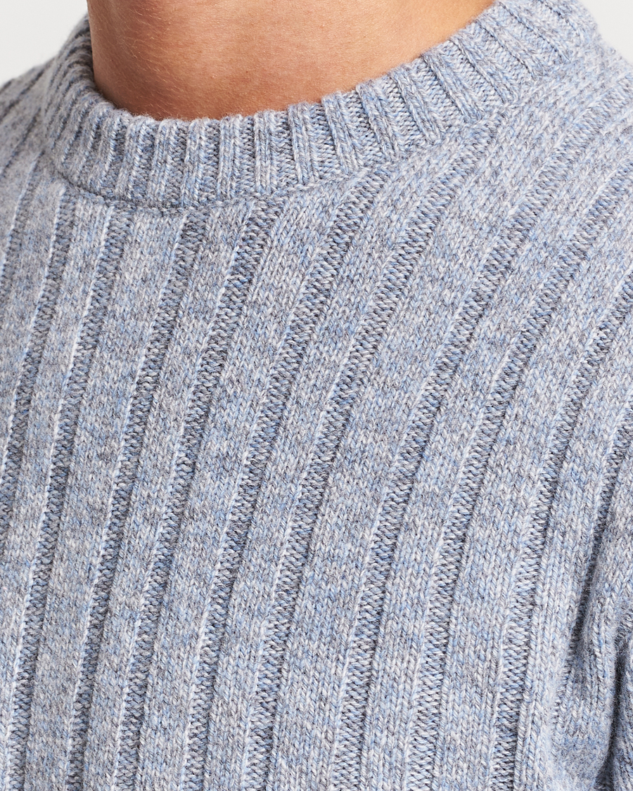 Heren | Truien | Stenströms | Super Geelong Merino Crewneck Blue/Grey