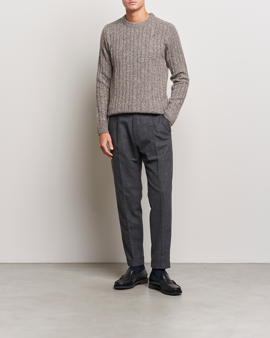 Heren | Truien | Stenströms | Super Geelong Merino Crewneck Brown
