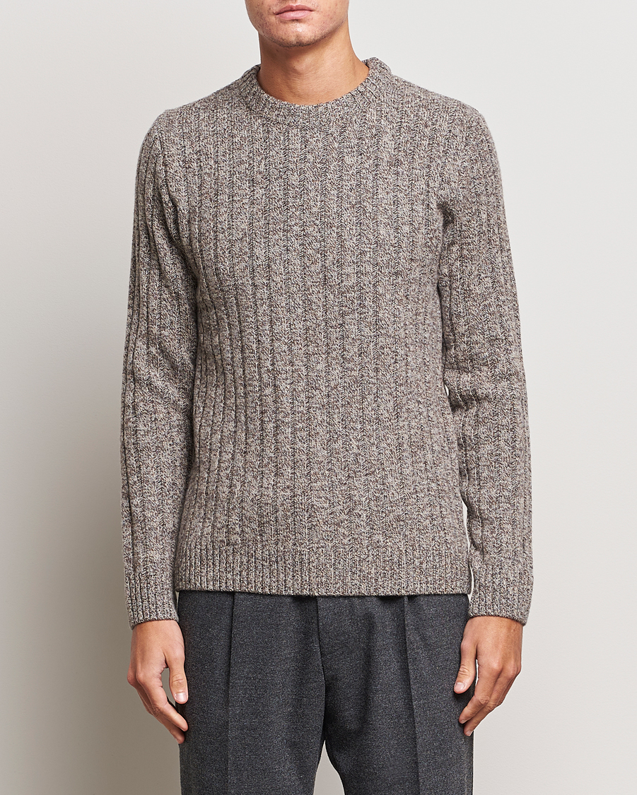 Heren | Truien | Stenströms | Super Geelong Merino Crewneck Brown