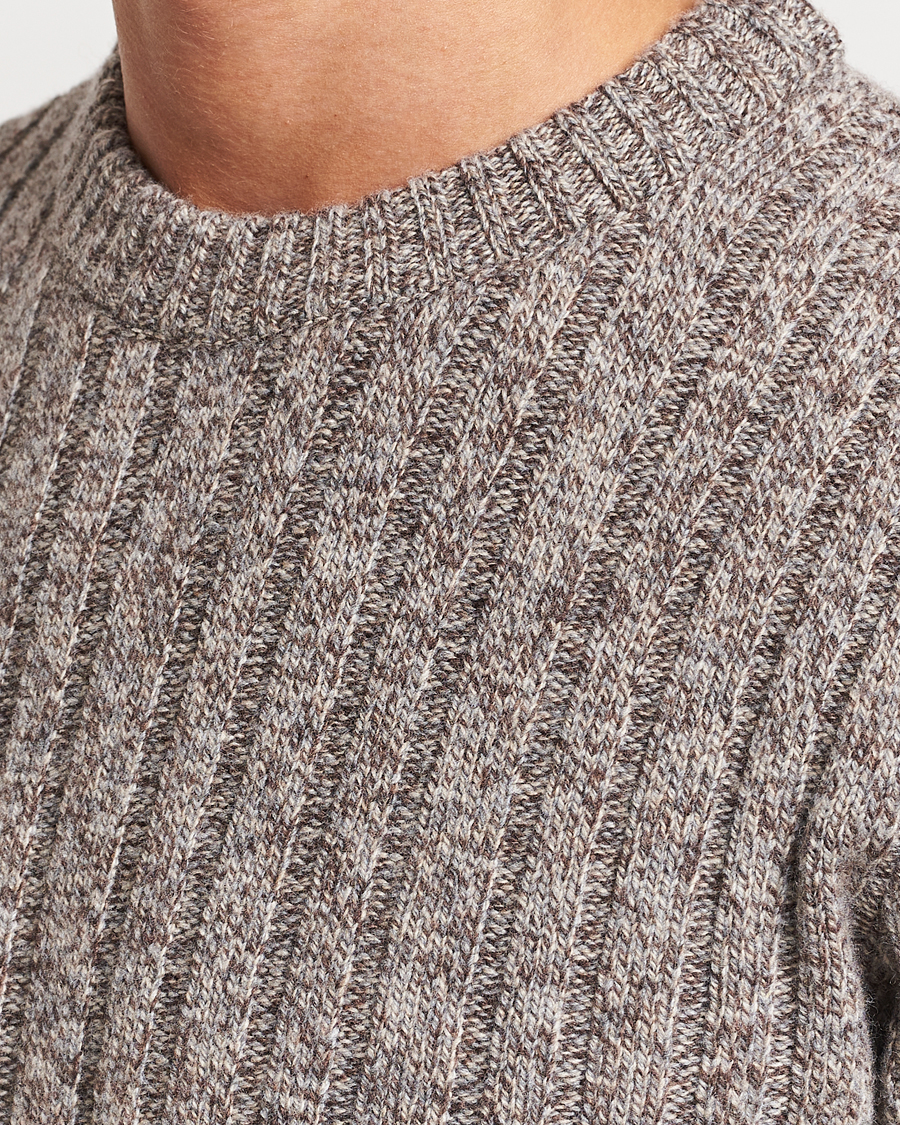 Heren | Truien | Stenströms | Super Geelong Merino Crewneck Brown