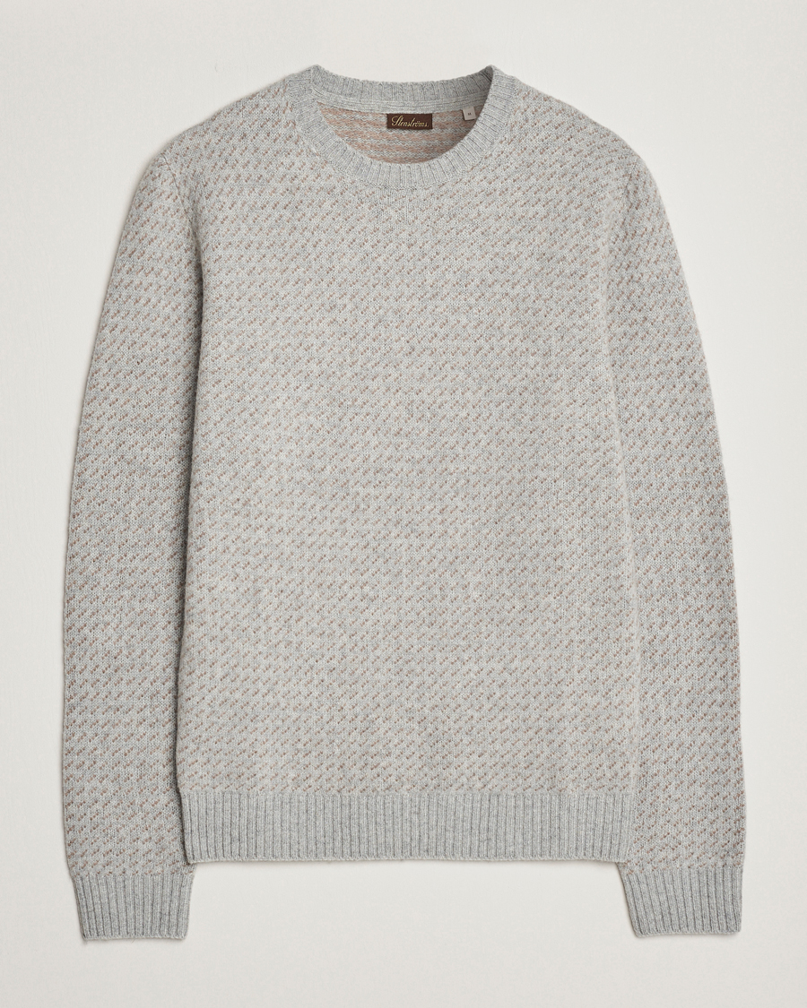 Heren | Truien | Stenströms | Patterned Yak Merino Crewneck Grey