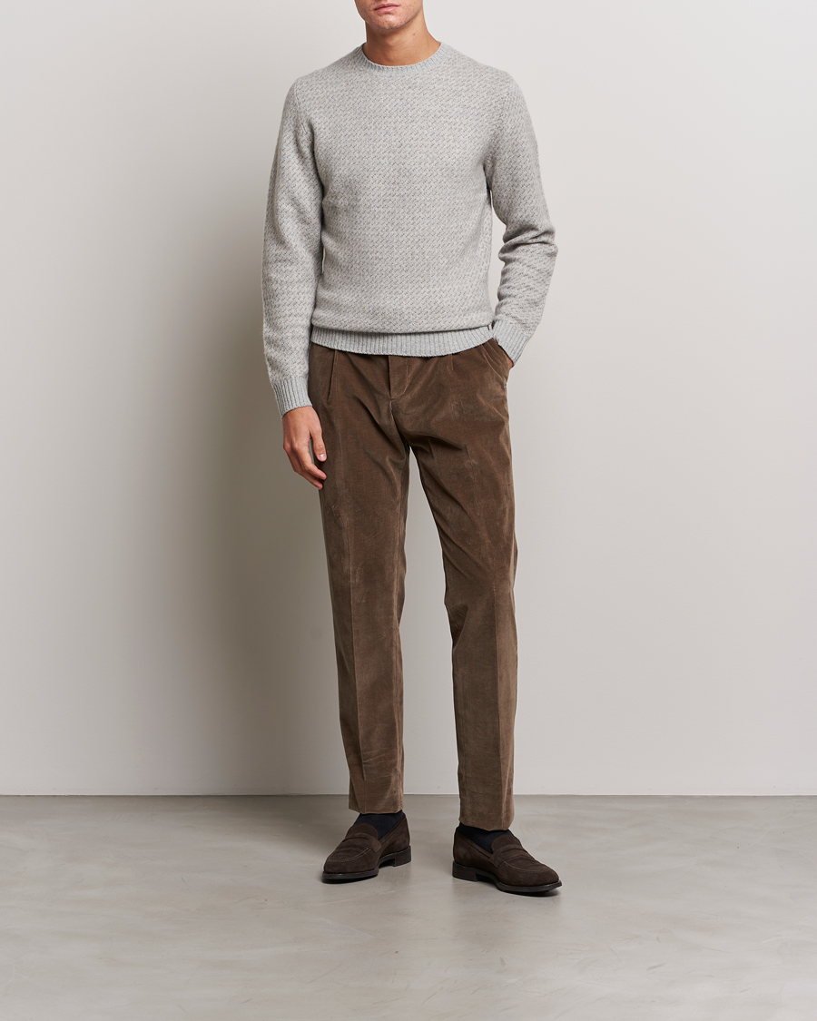 Heren | Truien | Stenströms | Patterned Yak Merino Crewneck Grey